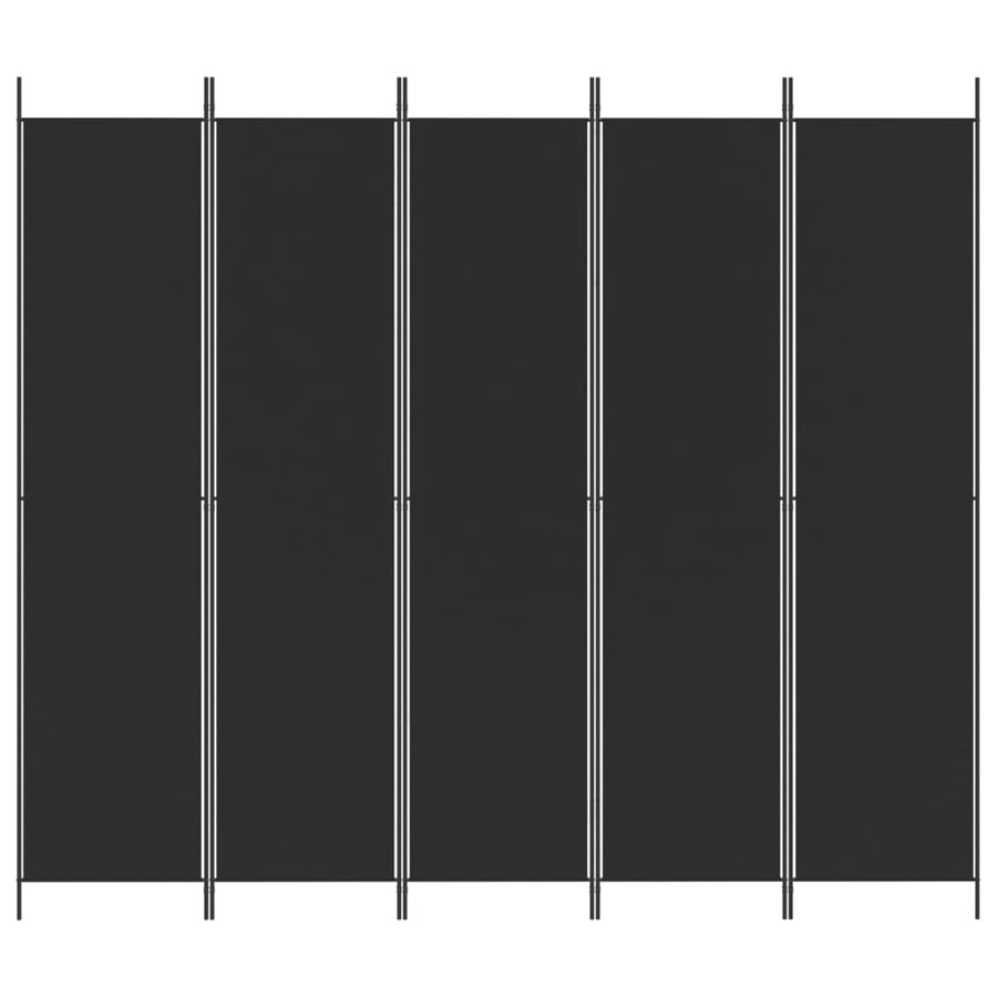 Kamerscherm Met 5 Panelen 250X220 Cm Stof Zwart