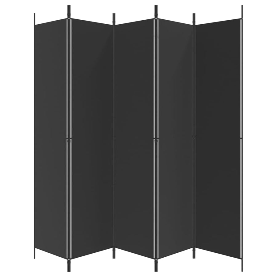 Kamerscherm Met 5 Panelen 250X220 Cm Stof Zwart