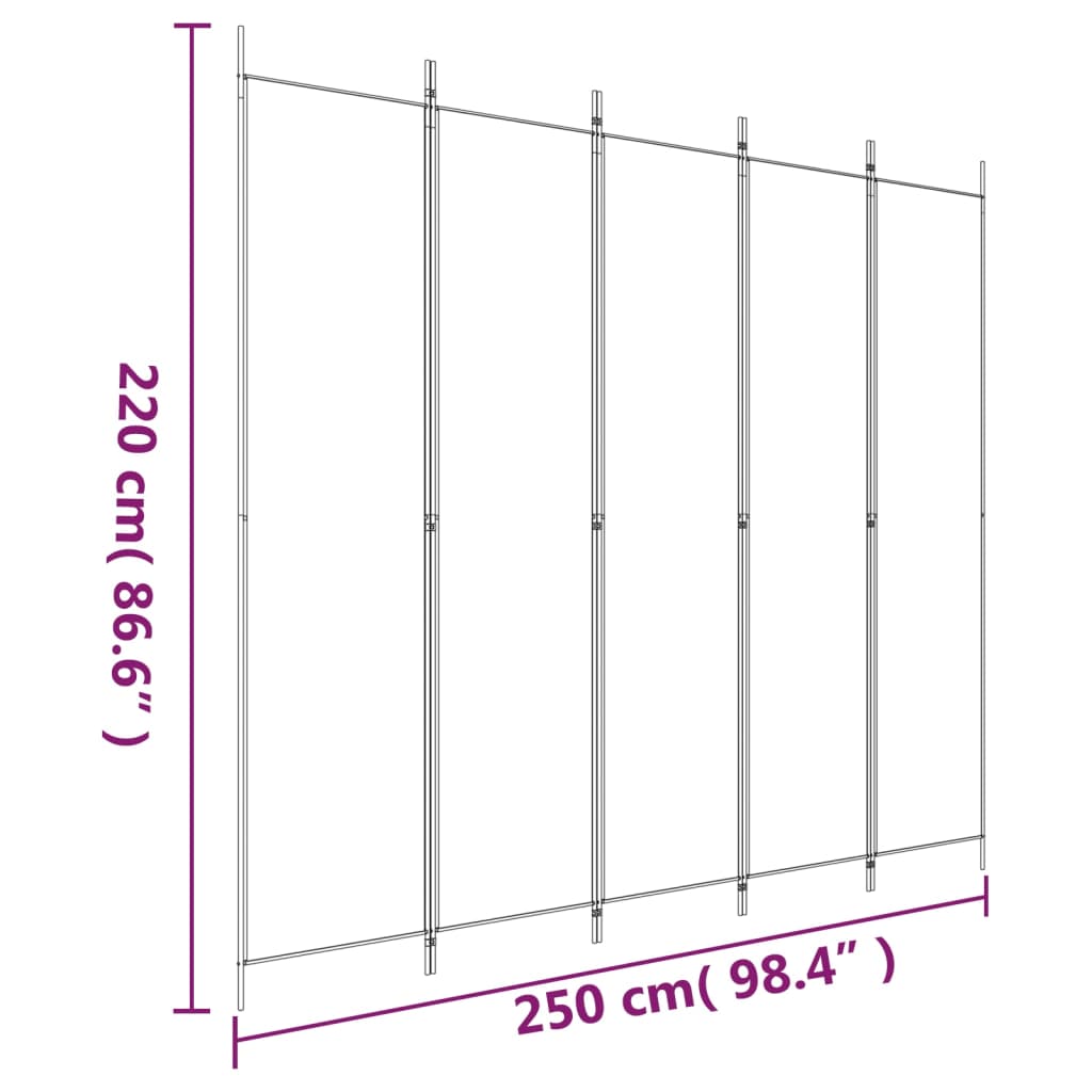 Kamerscherm Met 5 Panelen 250X220 Cm Stof Zwart