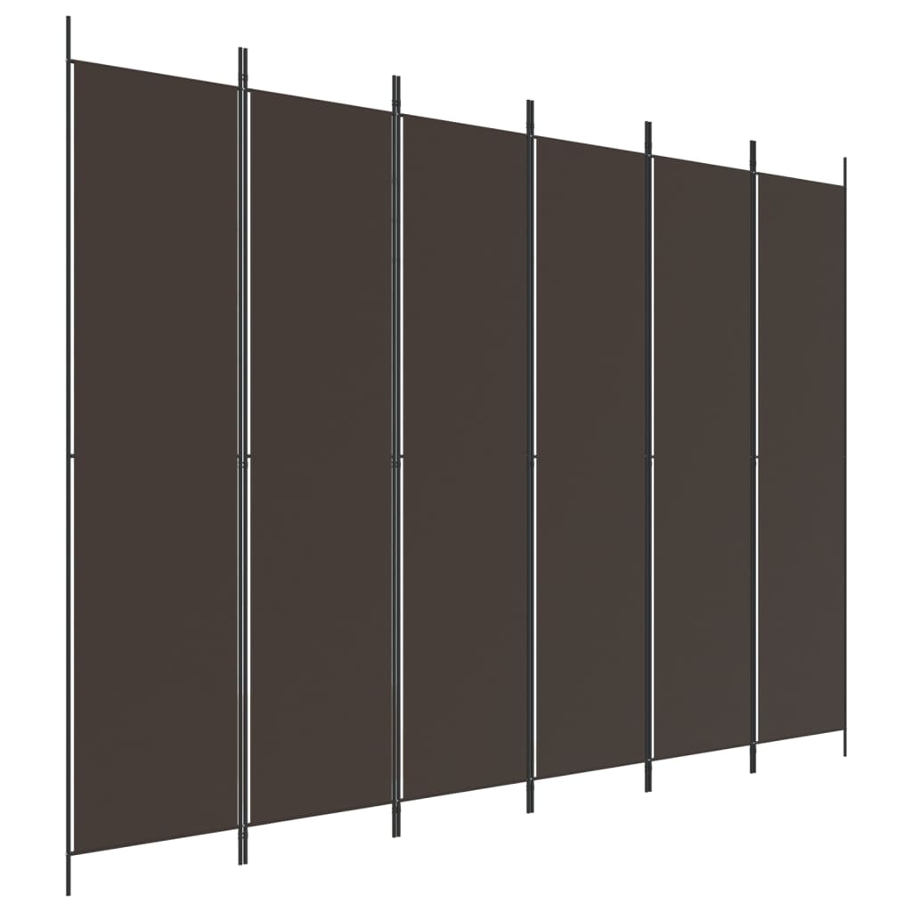 Kamerscherm Met 6 Panelen 300X220 Cm Stof Bruin