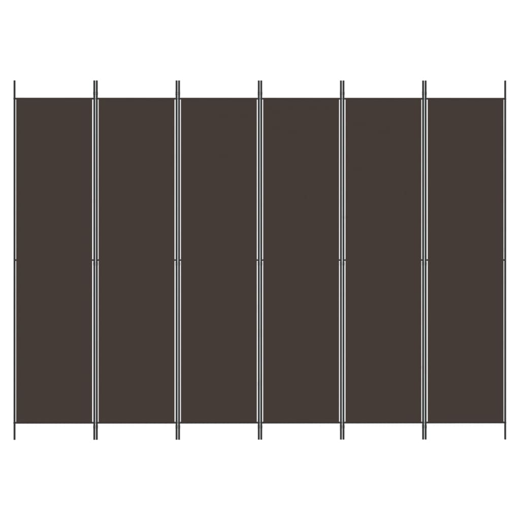 Kamerscherm Met 6 Panelen 300X220 Cm Stof Bruin