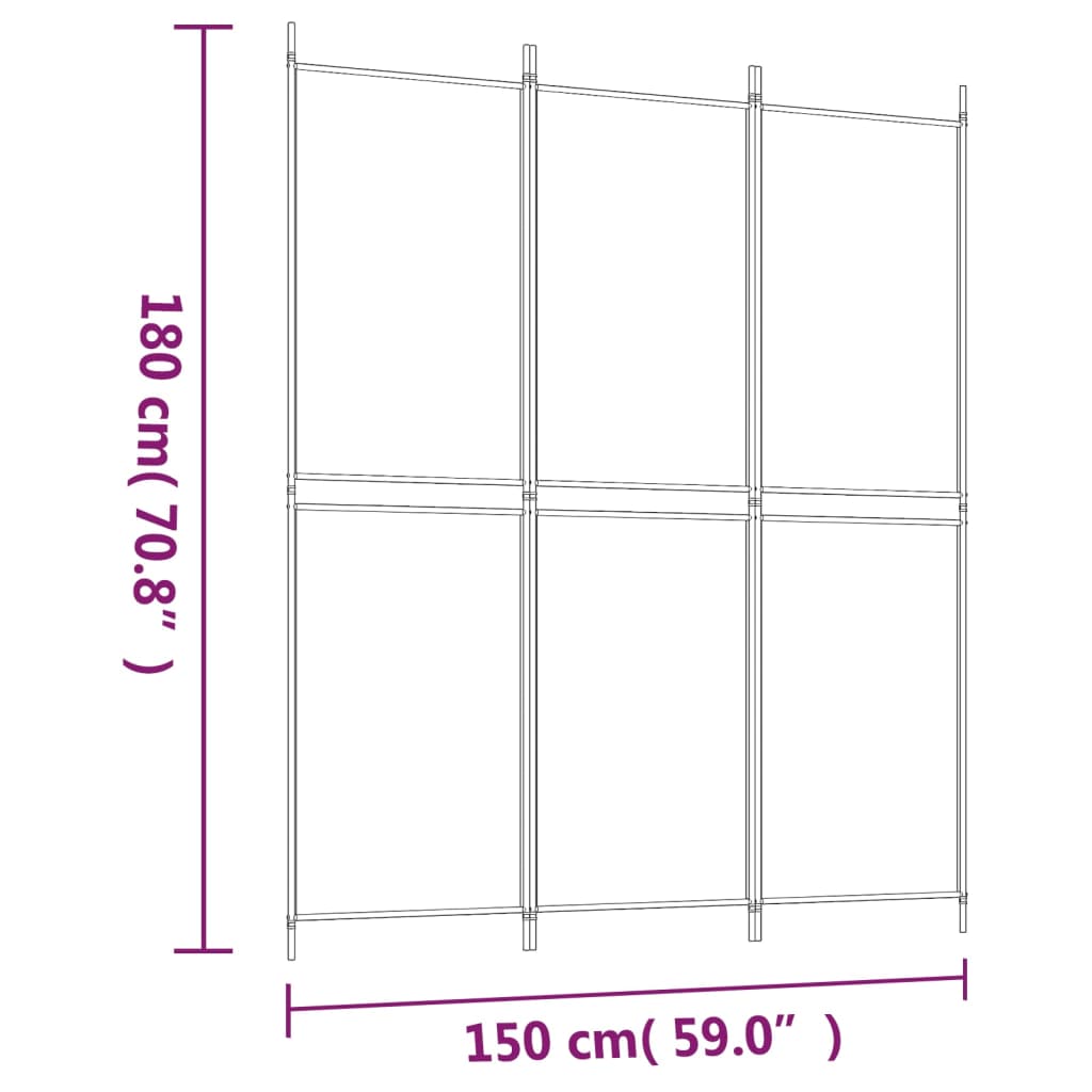 Kamerscherm Met 3 Panelen Stof 150 x 180 cm Wit