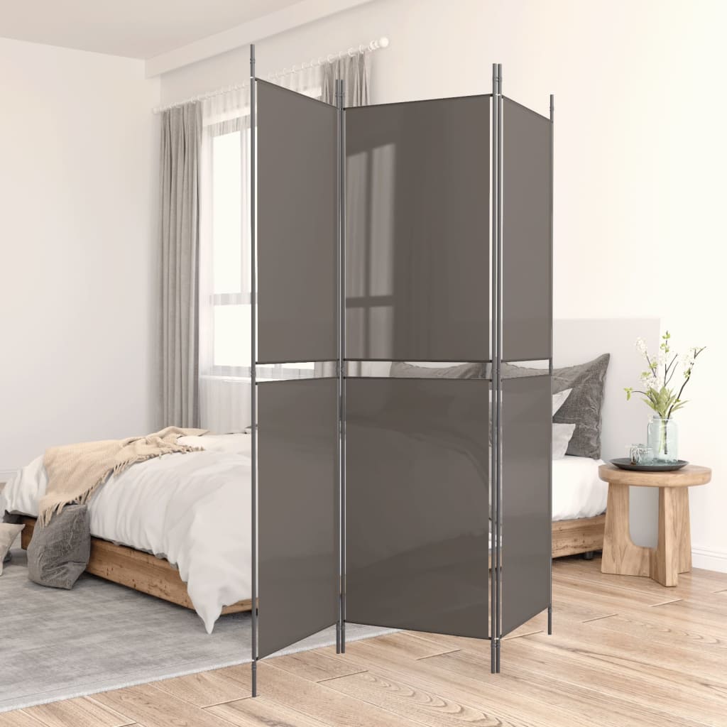 Kamerscherm met 3 panelen 150x180 cm stof antracietkleurig