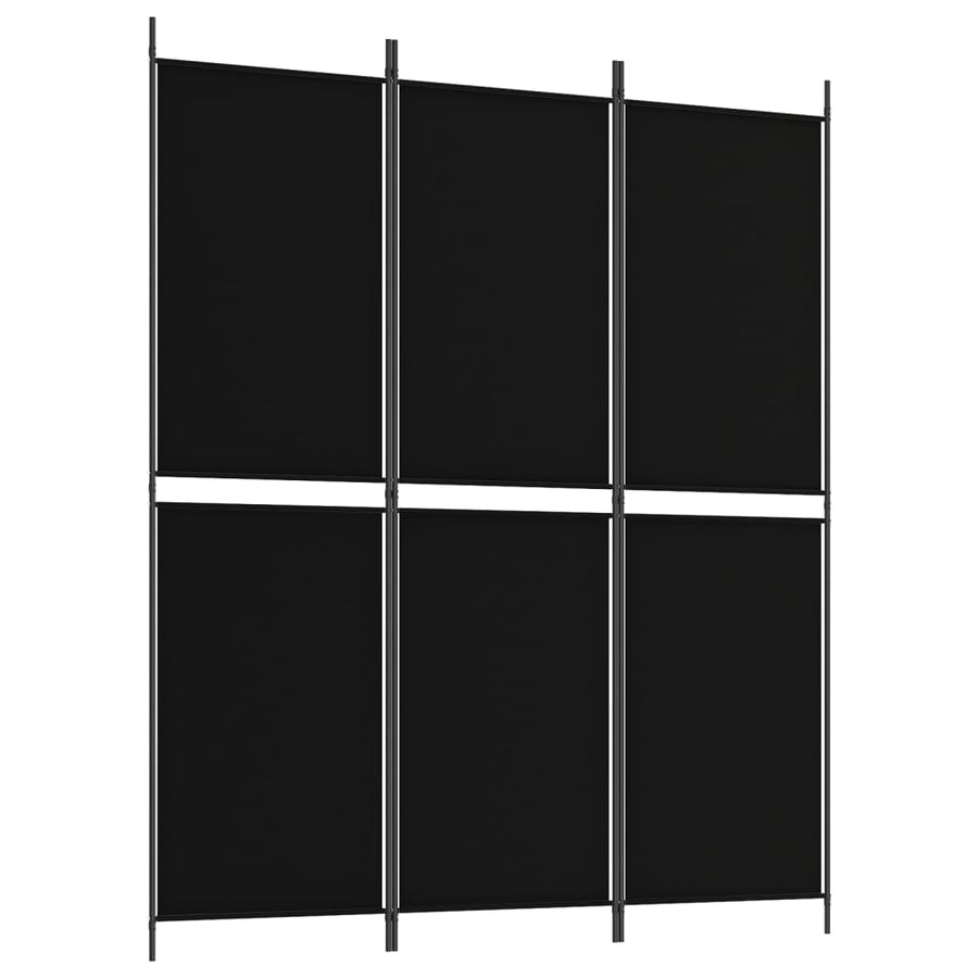 Kamerscherm met 3 panelen 150x180 cm stof zwart
