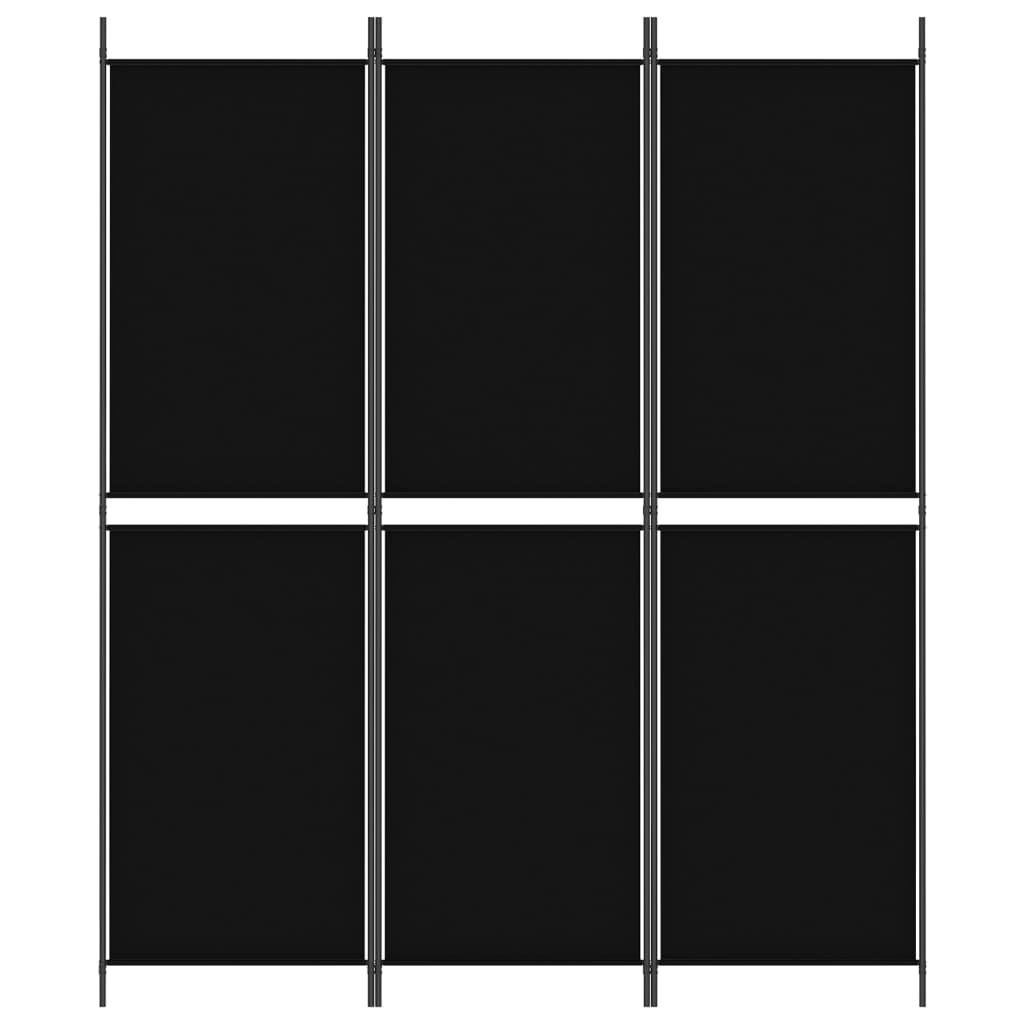 Kamerscherm met 3 panelen 150x180 cm stof zwart