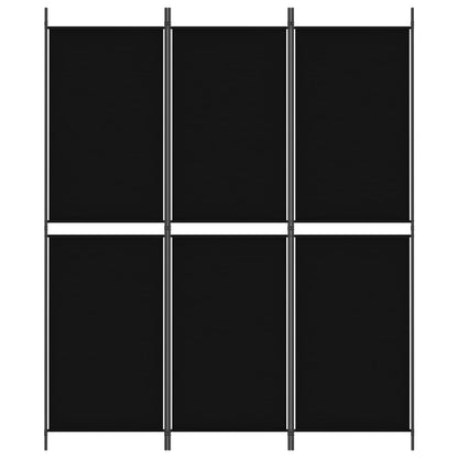 Kamerscherm met 3 panelen 150x180 cm stof zwart