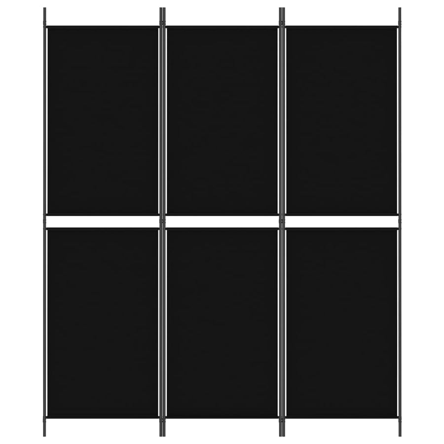 Kamerscherm met 3 panelen 150x180 cm stof zwart