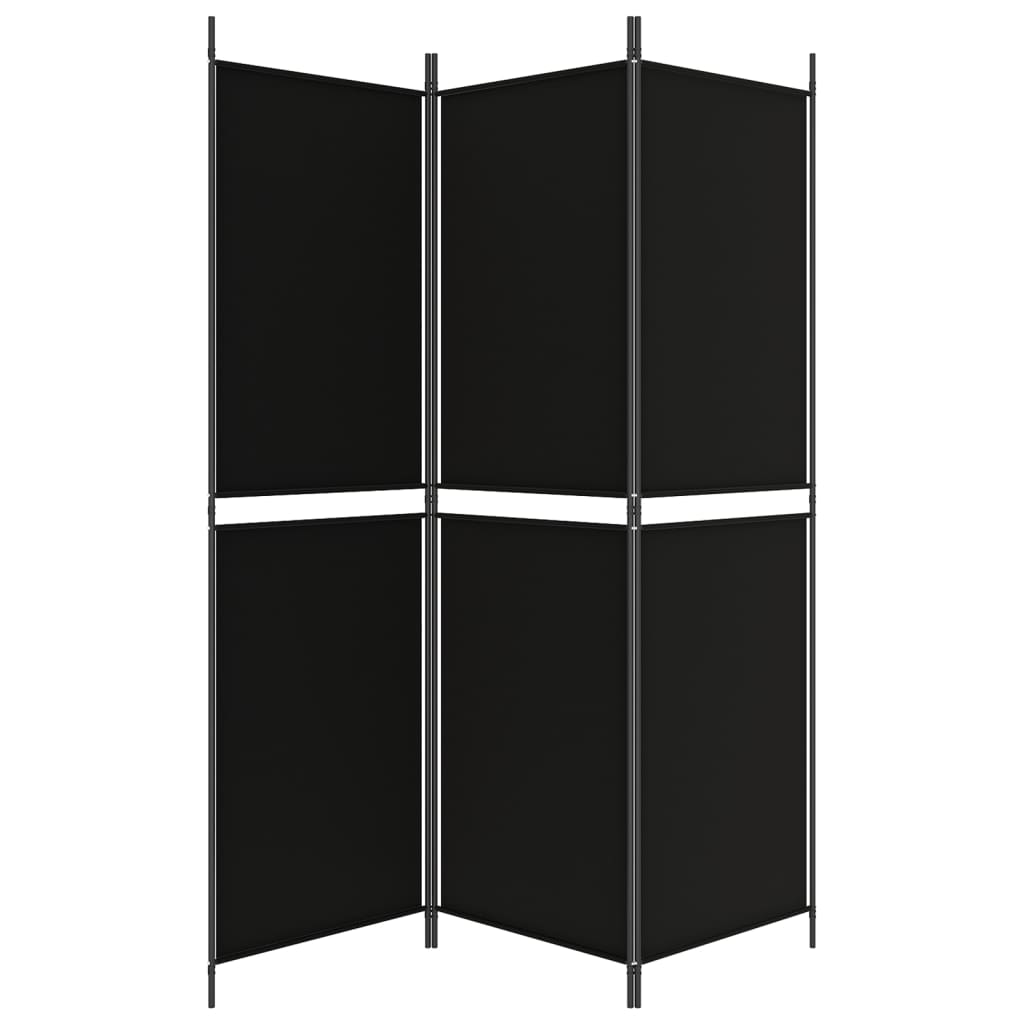 Kamerscherm met 3 panelen 150x180 cm stof zwart