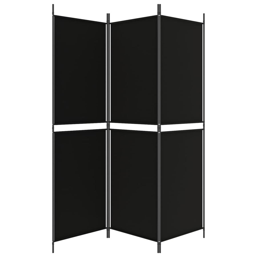 Kamerscherm met 3 panelen 150x180 cm stof zwart