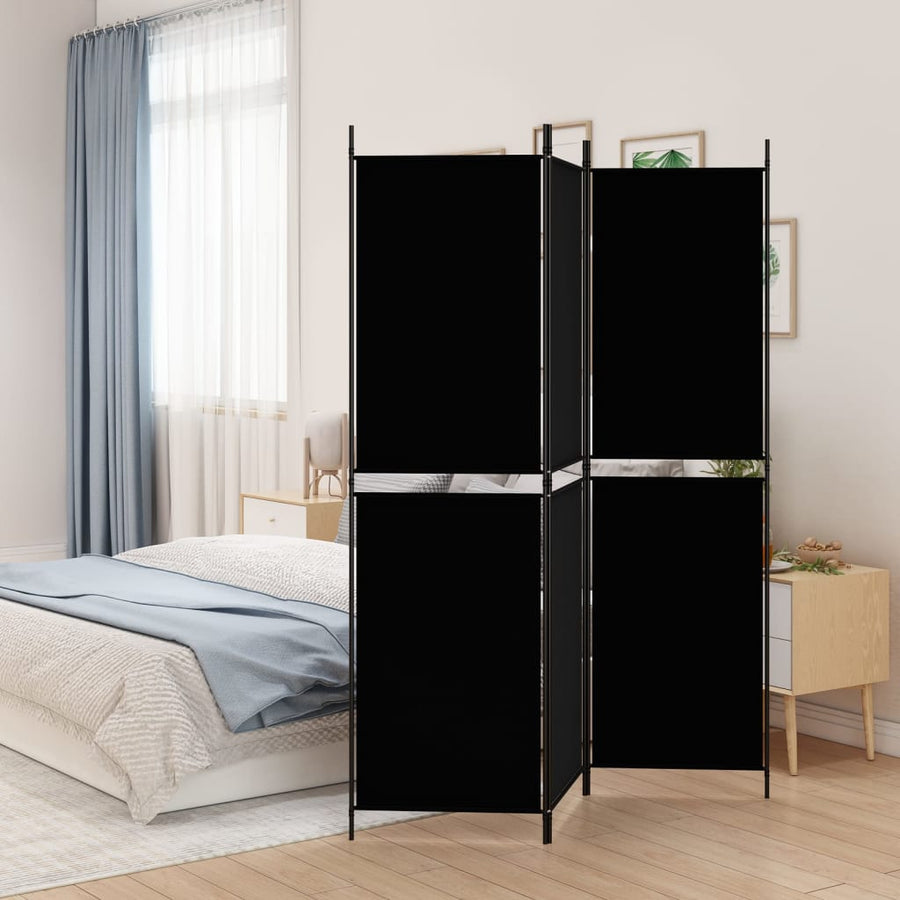 Kamerscherm met 3 panelen 150x180 cm stof zwart