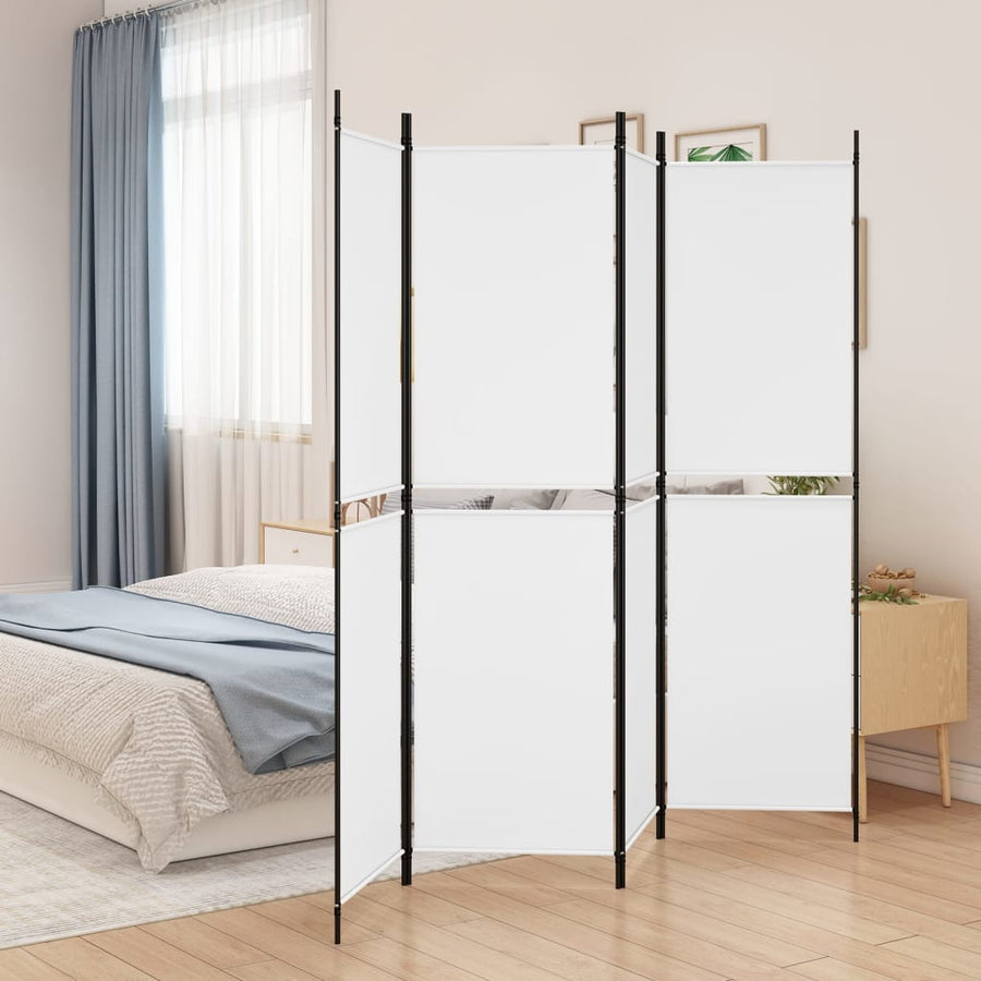 Kamerscherm Met 4 Panelen 200X180 Cm Stof Wit
