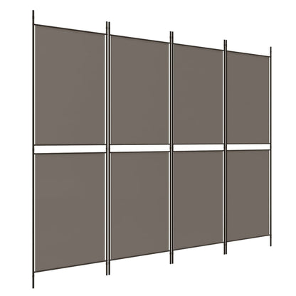 Kamerscherm met 4 panelen 200x180 cm stof antracietkleurig