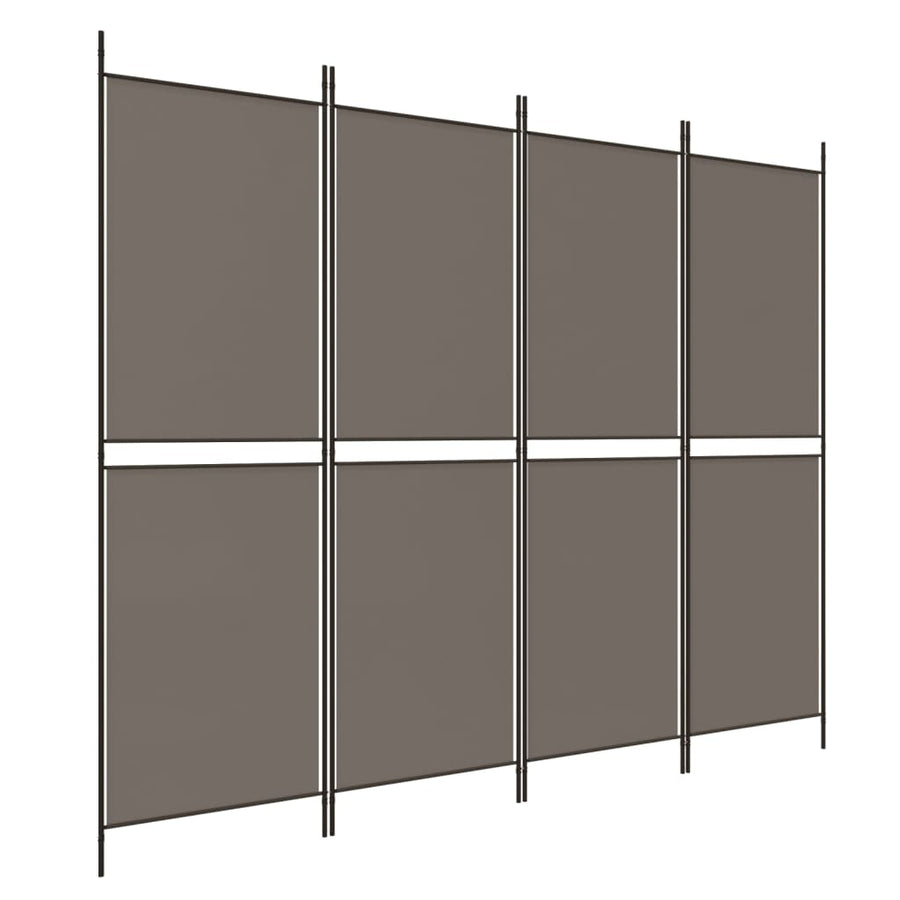 Kamerscherm met 4 panelen 200x180 cm stof antracietkleurig