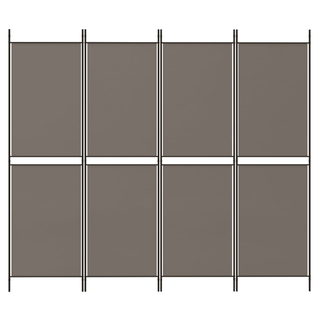 Kamerscherm met 4 panelen 200x180 cm stof antracietkleurig