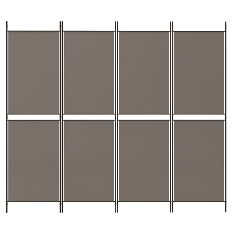 Kamerscherm met 4 panelen 200x180 cm stof antracietkleurig