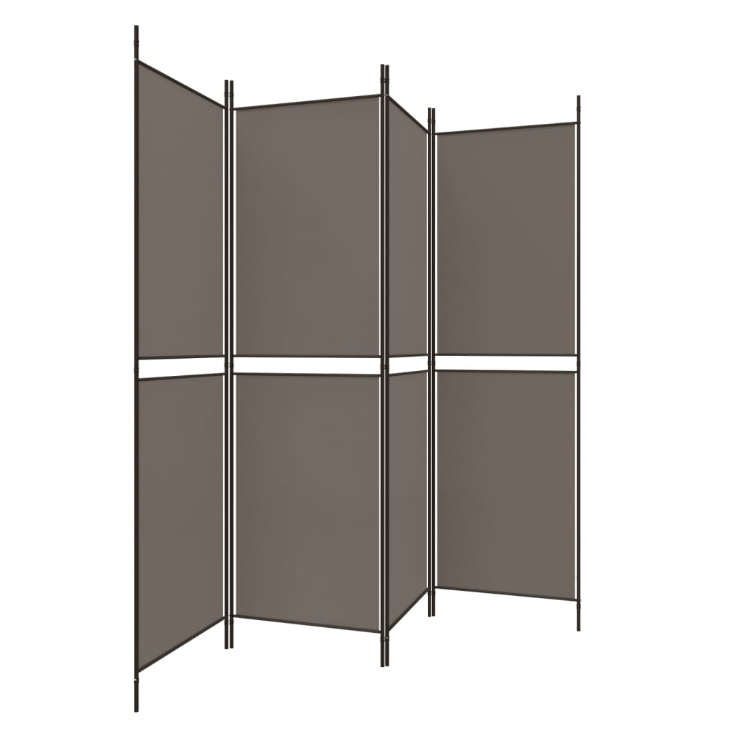 Kamerscherm met 4 panelen 200x180 cm stof antracietkleurig
