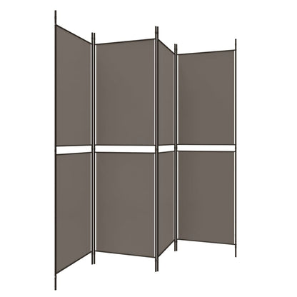 Kamerscherm met 4 panelen 200x180 cm stof antracietkleurig