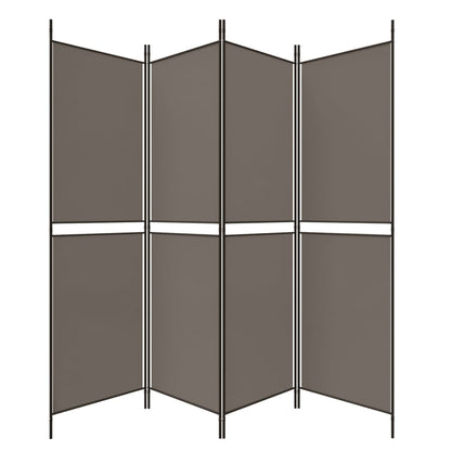 Kamerscherm met 4 panelen 200x180 cm stof antracietkleurig