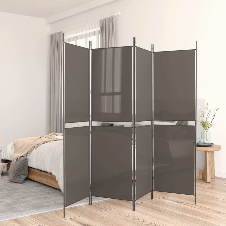 Kamerscherm met 4 panelen 200x180 cm stof antracietkleurig