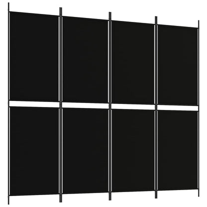 Kamerscherm met 4 panelen 200x180 cm stof zwart
