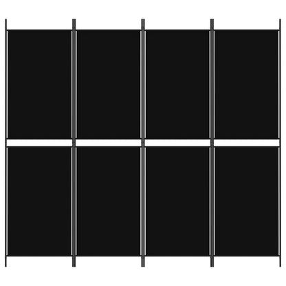 Kamerscherm met 4 panelen 200x180 cm stof zwart