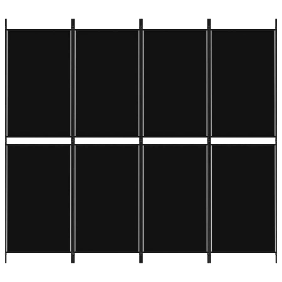Kamerscherm met 4 panelen 200x180 cm stof zwart