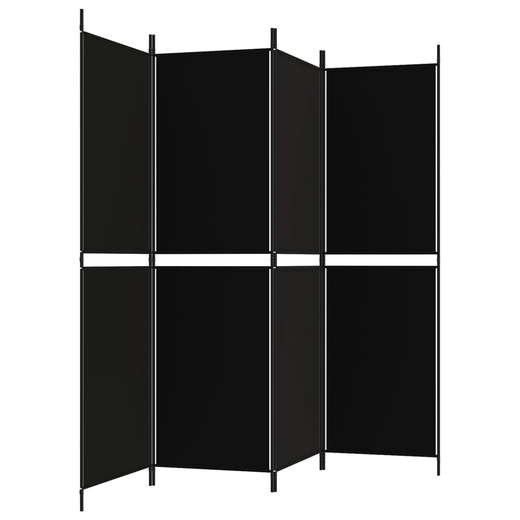 Kamerscherm met 4 panelen 200x180 cm stof zwart