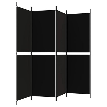 Kamerscherm met 4 panelen 200x180 cm stof zwart