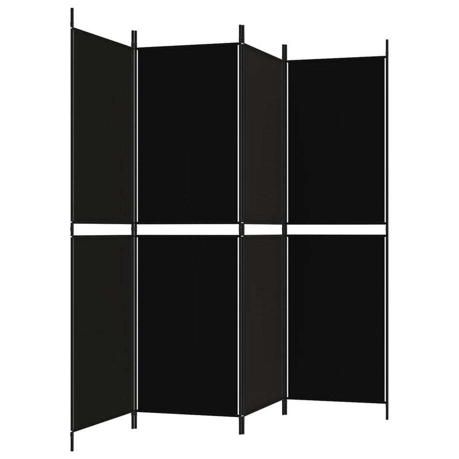 Kamerscherm met 4 panelen 200x180 cm stof zwart