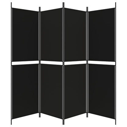 Kamerscherm met 4 panelen 200x180 cm stof zwart