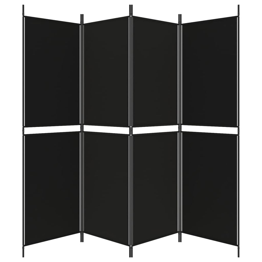 Kamerscherm met 4 panelen 200x180 cm stof zwart