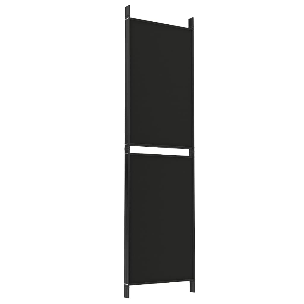 Kamerscherm met 4 panelen 200x180 cm stof zwart