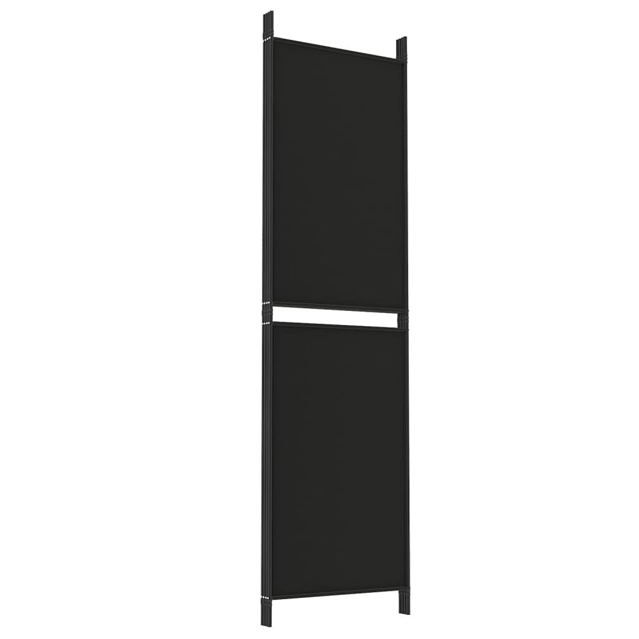 Kamerscherm met 4 panelen 200x180 cm stof zwart