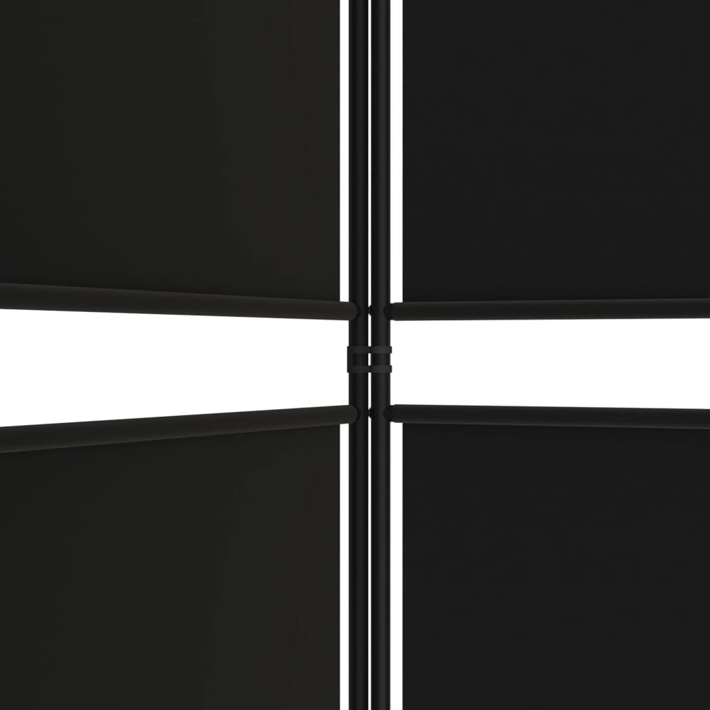 Kamerscherm met 4 panelen 200x180 cm stof zwart