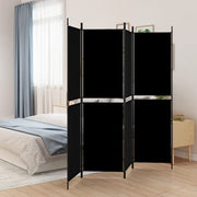 Kamerscherm 4 panelen 200x180 cm zwart stof
