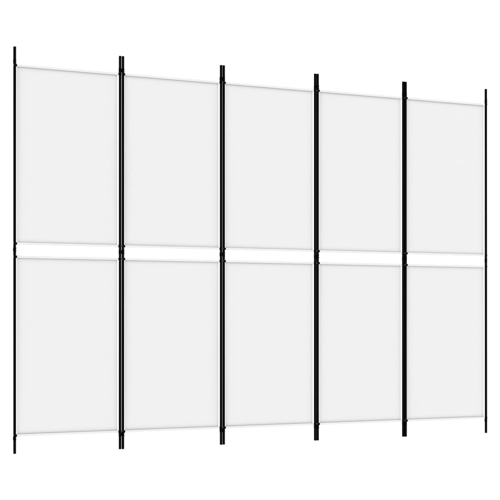 Kamerscherm Met 5 Panelen 250X180 Cm Stof Wit 250 x 180 cm