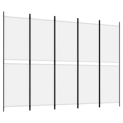 Kamerscherm Met 5 Panelen 250X180 Cm Stof Wit 250 x 180 cm