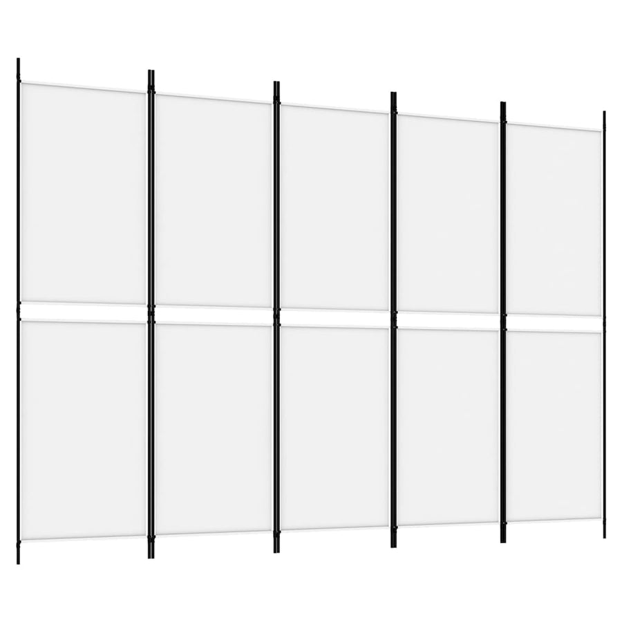 Kamerscherm Met 5 Panelen 250X180 Cm Stof Wit 250 x 180 cm