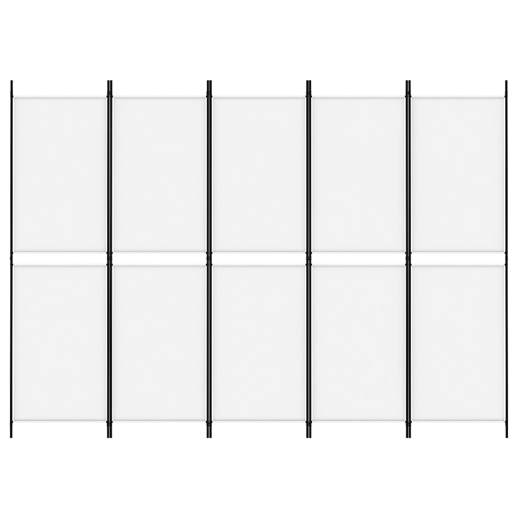 Kamerscherm Met 5 Panelen 250X180 Cm Stof Wit 250 x 180 cm