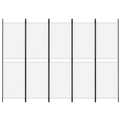 Kamerscherm Met 5 Panelen 250X180 Cm Stof Wit 250 x 180 cm