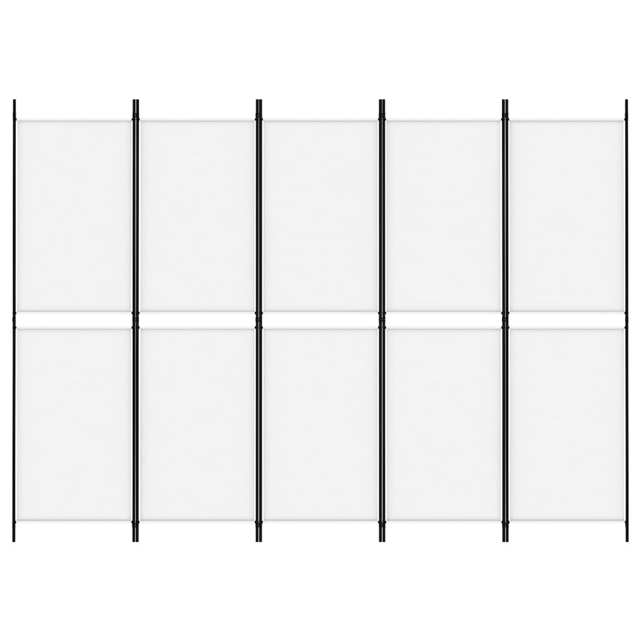 Kamerscherm Met 5 Panelen 250X180 Cm Stof Wit 250 x 180 cm