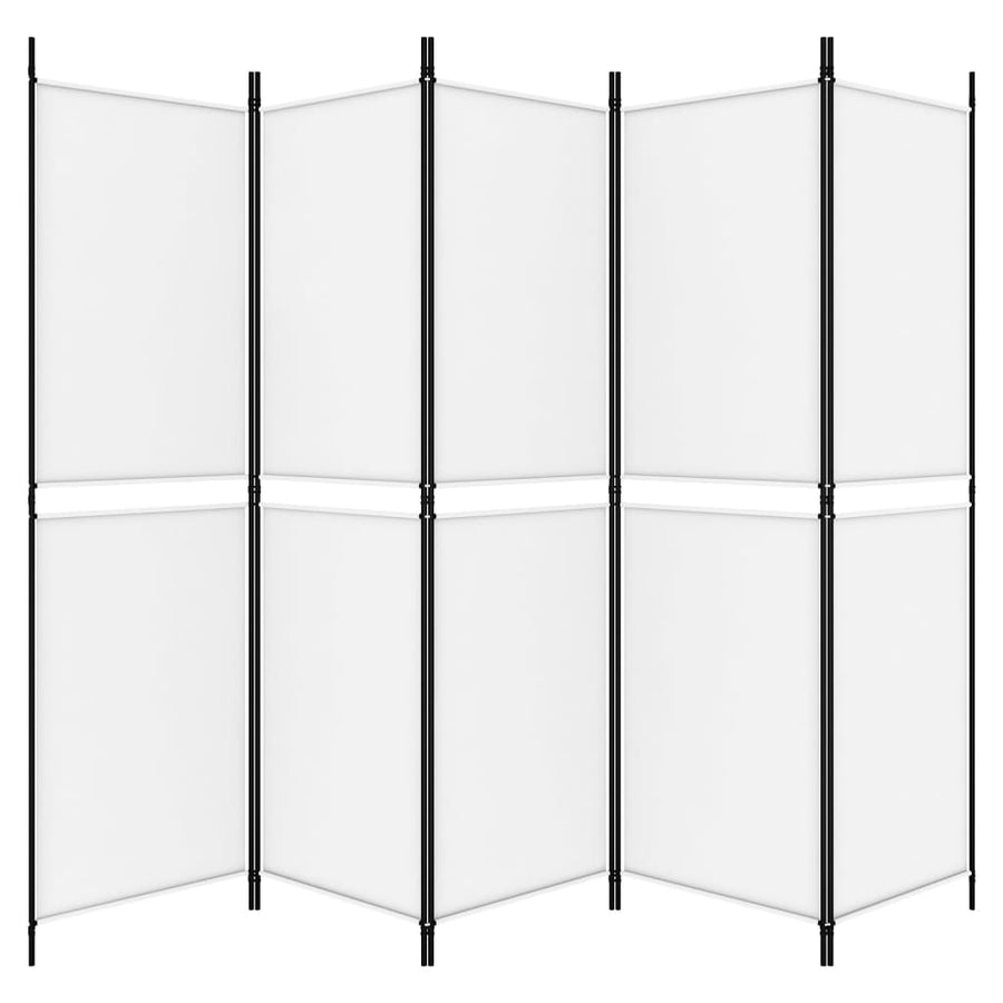 Kamerscherm Met 5 Panelen 250X180 Cm Stof Wit 250 x 180 cm