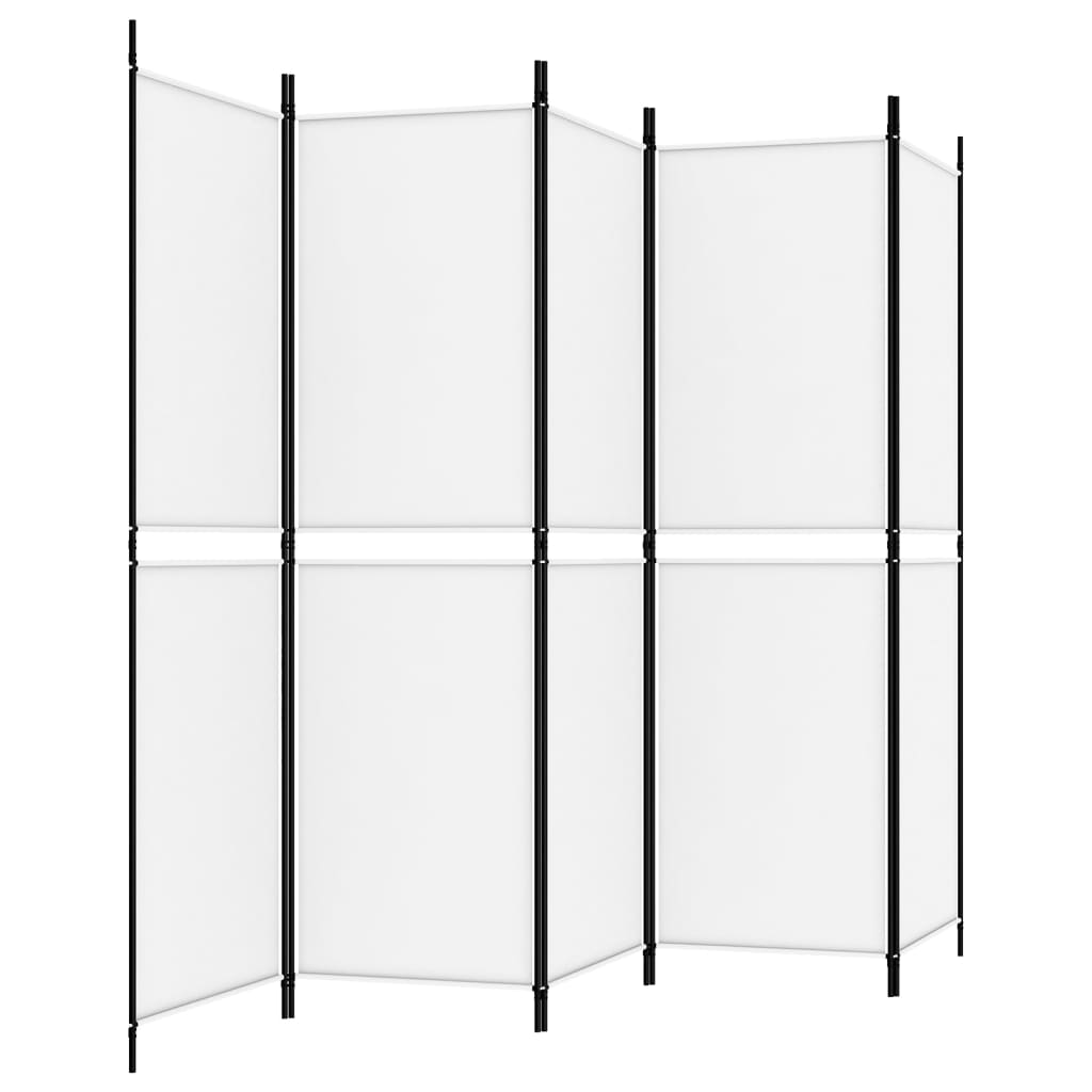 Kamerscherm Met 5 Panelen 250X180 Cm Stof Wit 250 x 180 cm