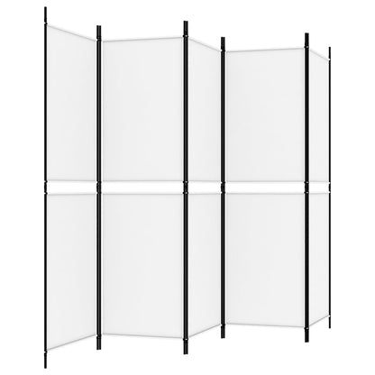 Kamerscherm Met 5 Panelen 250X180 Cm Stof Wit 250 x 180 cm