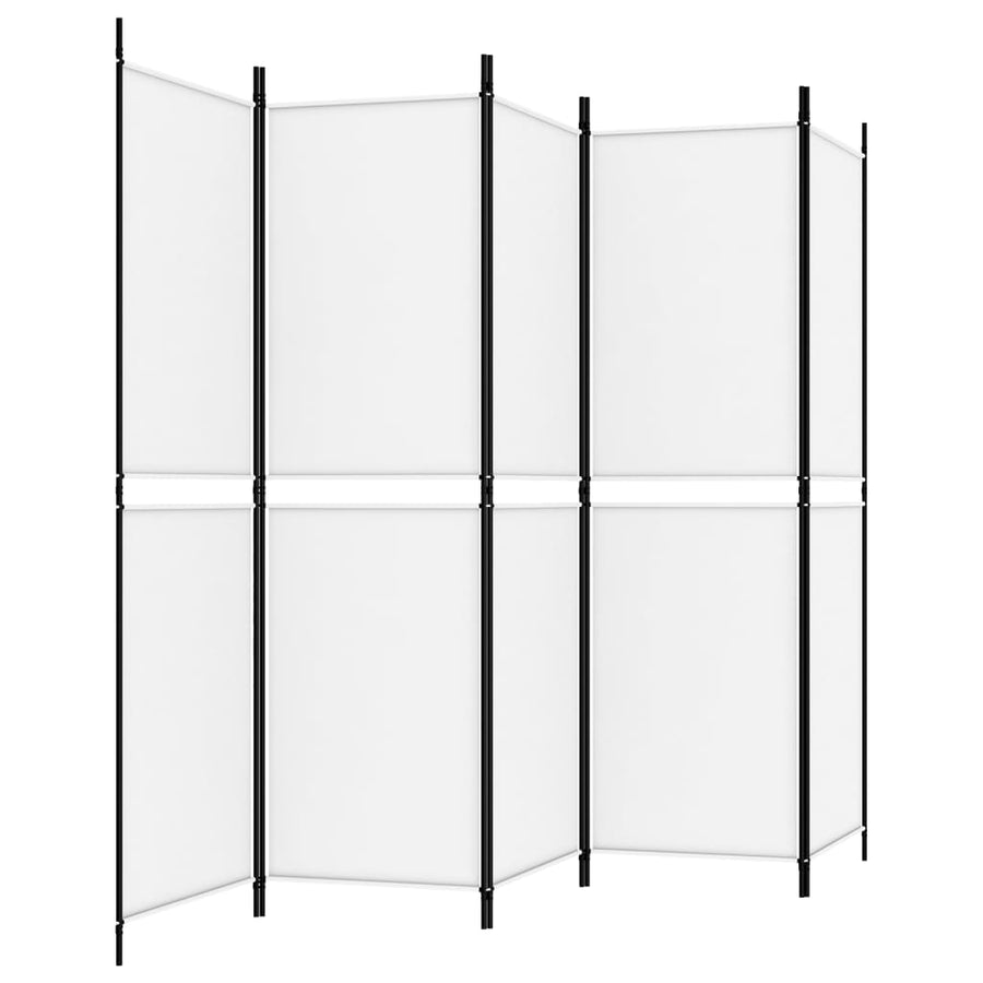 Kamerscherm Met 5 Panelen 250X180 Cm Stof Wit 250 x 180 cm