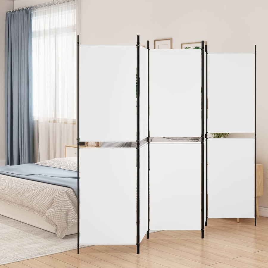 Kamerscherm Met 5 Panelen 250X180 Cm Stof Wit 250 x 180 cm