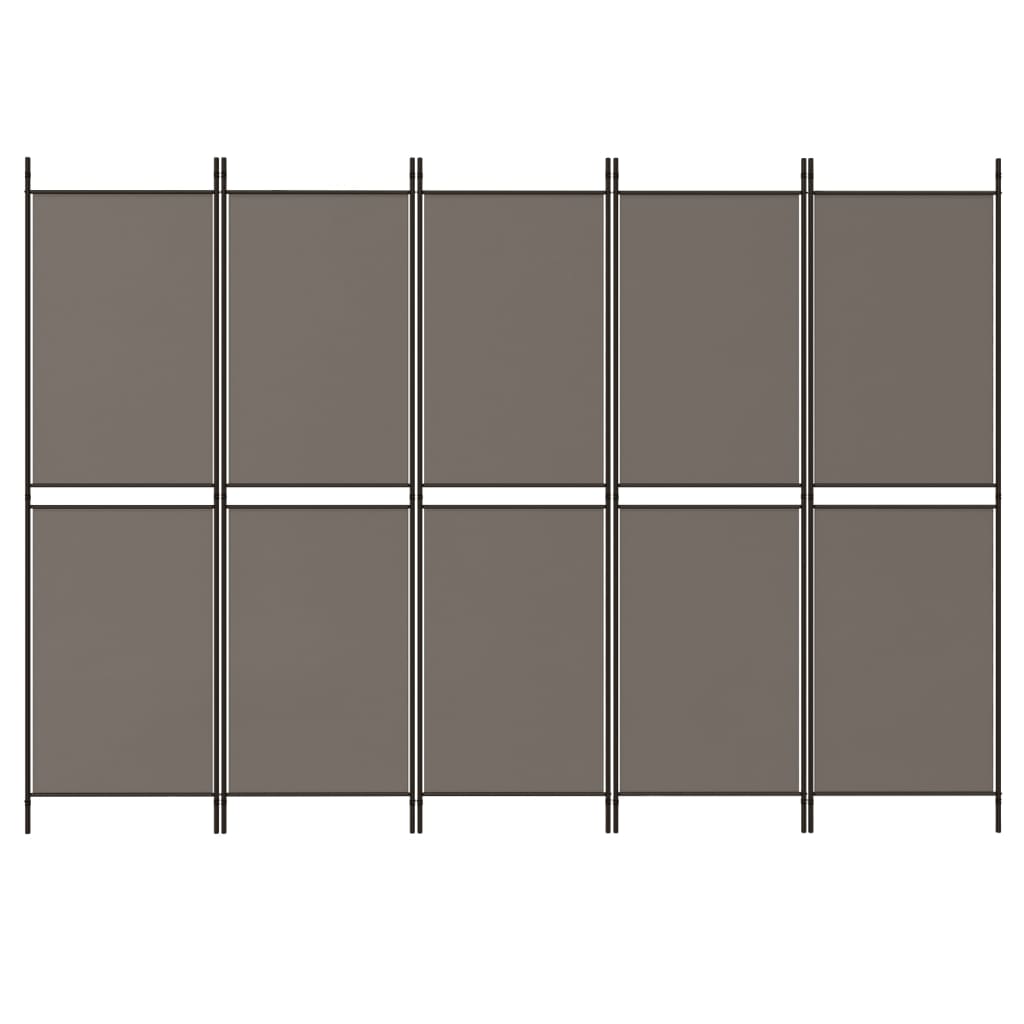 Kamerscherm met 5 panelen 250x180 cm antracietkleurig