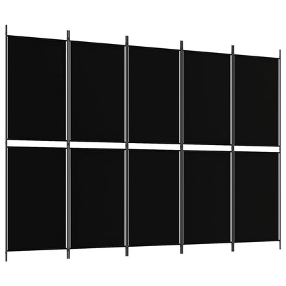 Kamerscherm met 5 panelen 250x180 cm stof zwart