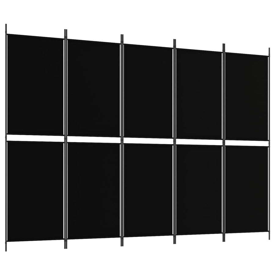 Kamerscherm met 5 panelen 250x180 cm stof zwart