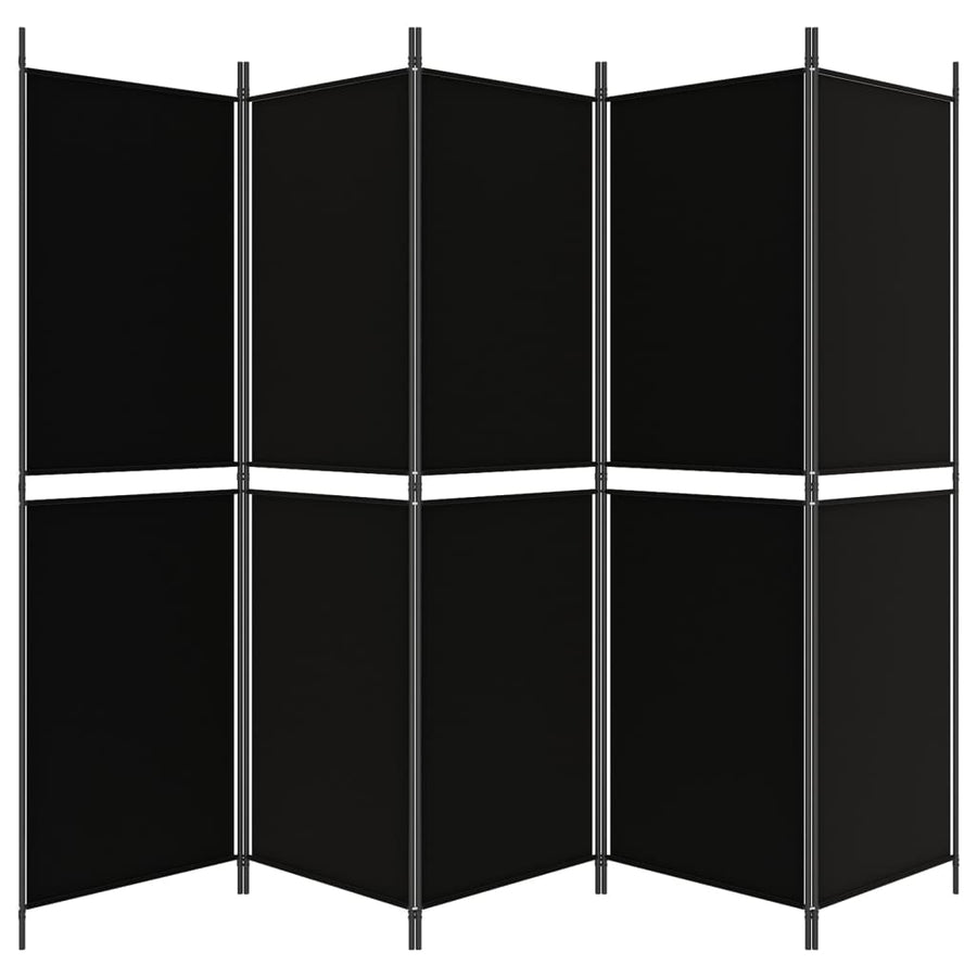 Kamerscherm met 5 panelen 250x180 cm stof zwart